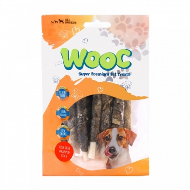 MJ07-Wooc Dog Balık Derisi Sargılı Sütlü Stick Ödül